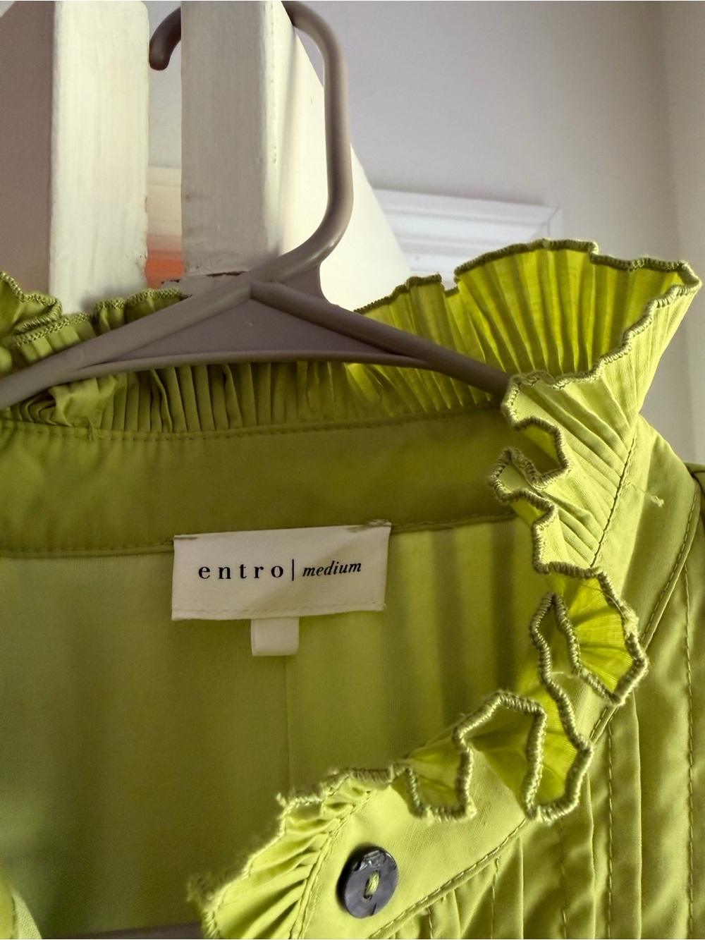 entro Lime Green Ruffle-Front Casual Dress - Picture 2 of 2